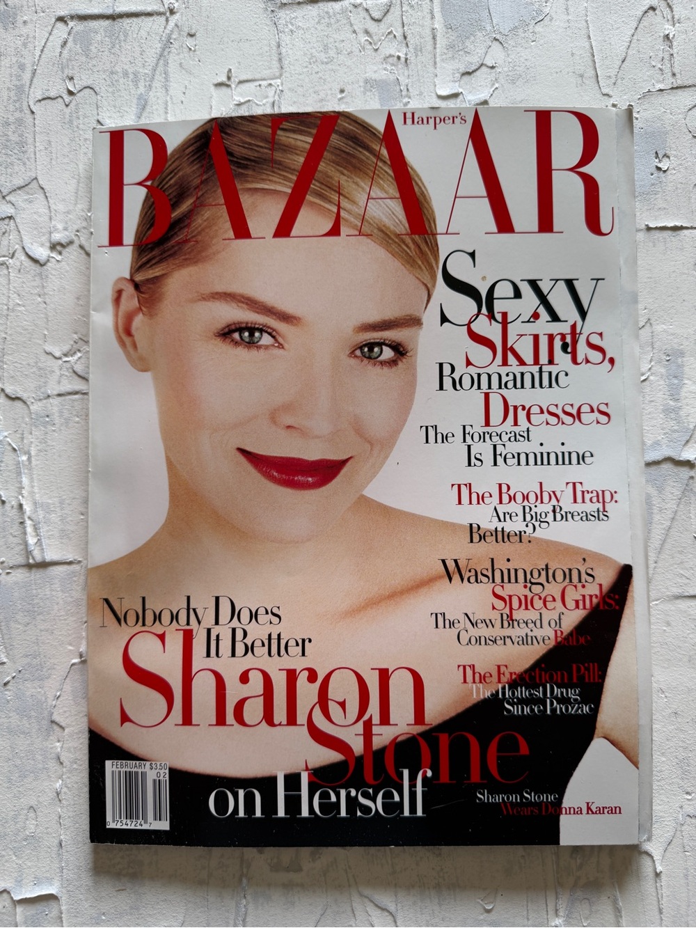 Vintage Harper's Bazaar Magazine February 1998 Cover with Sharon Stone
